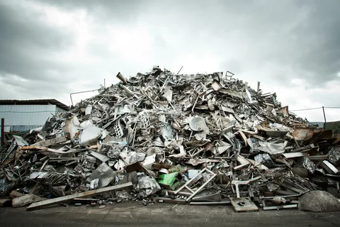 Scrap metal recycling with sorted copper, aluminum, steel, and reusable metal materials
