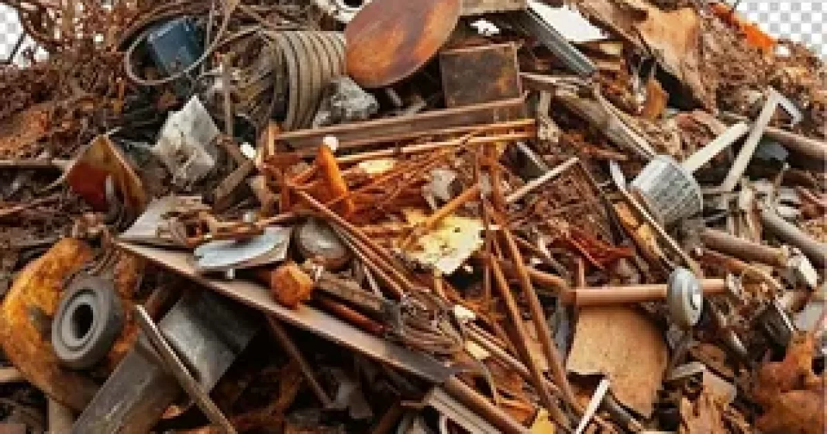 Scrap metal recycling yard in Wanganui with piles of metal ready for processing